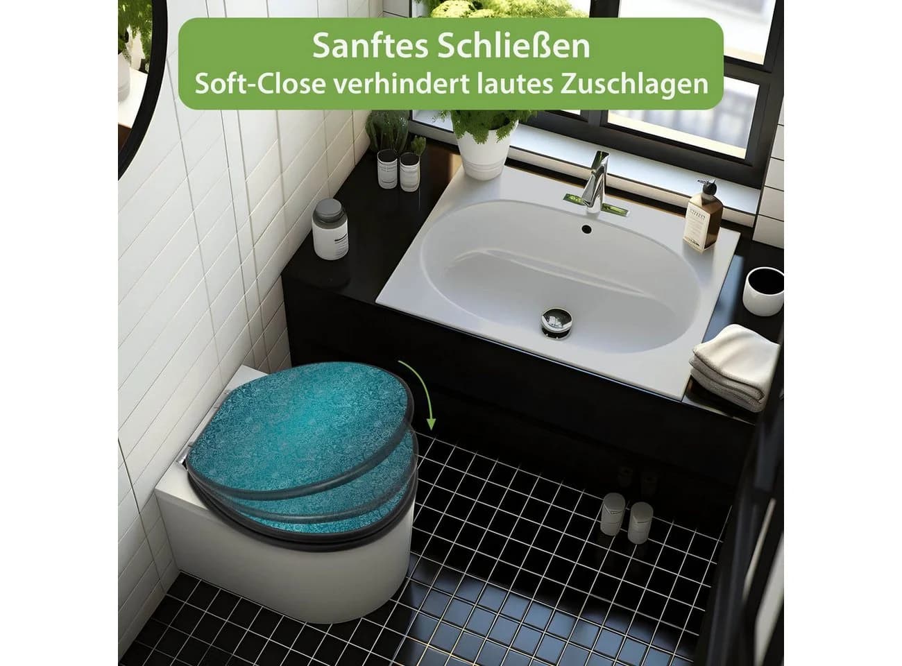 banjado WC-Sitz Anthrazit Mandala-Landschaft - Bild 5