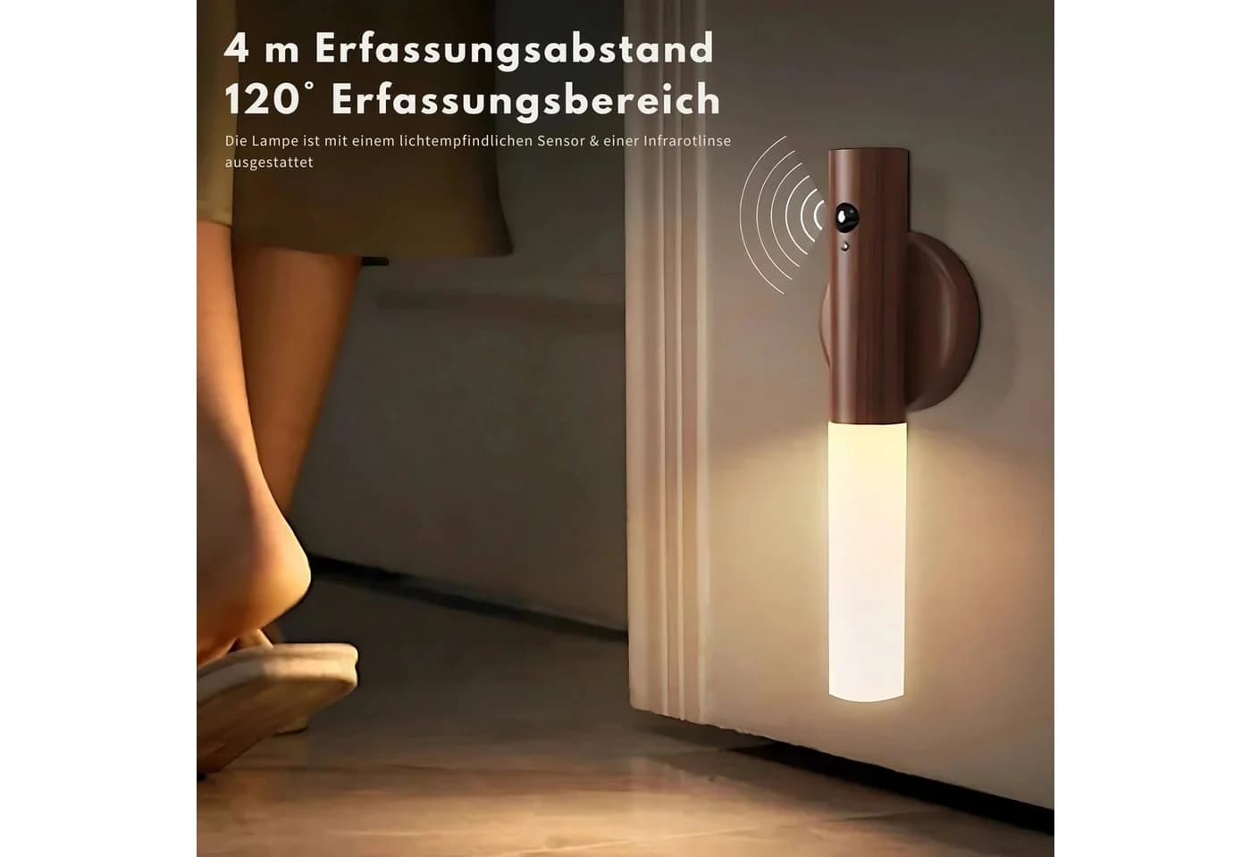 HS.SUPPLY LED Lichtleiste mit Bewegungssensor Magnetisch Nachtlicht Schwarz - Bild 5