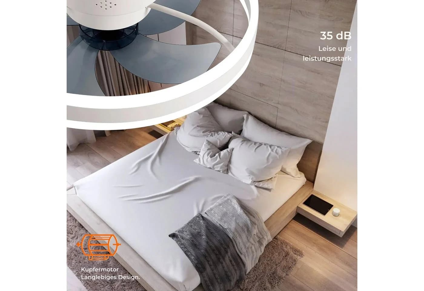 HS.SUPPLY Deckenventilator mit LED & Fernbedienung