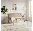 YOZI Essbank mit Taschenfederkern Dunkelgrau/Beige schwarze Metallbeine Bild 1