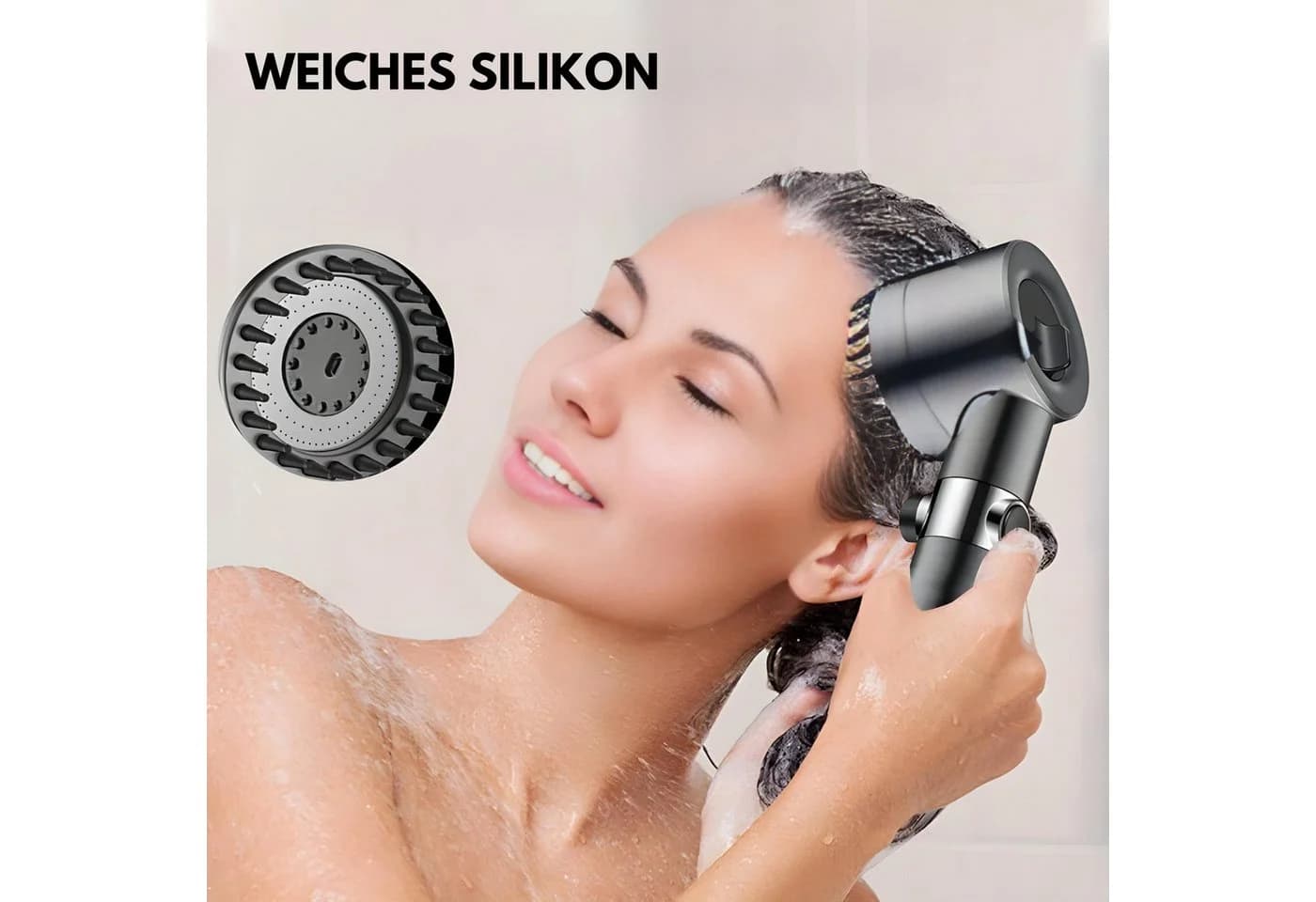 LuxaSteel Handbrause Massage Duschkopf Spa 3 Modi Hochdruck