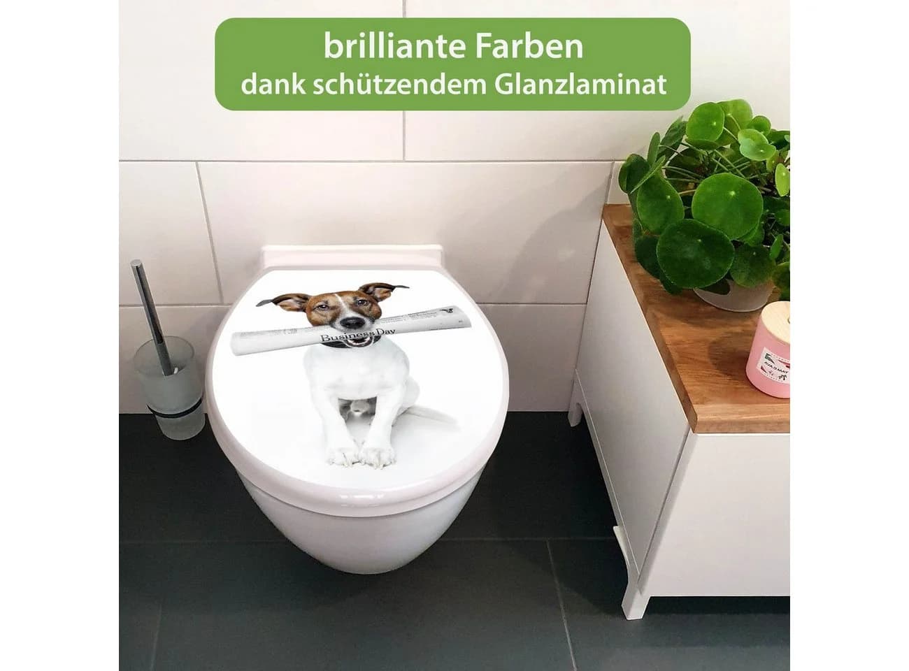 banjado WC-Sitz mit Absenkautomatik Motiv Business Day Weiß
