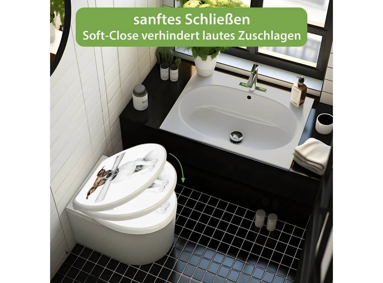 banjado WC-Sitz mit Absenkautomatik Motiv Business Day Weiß - Bild 4