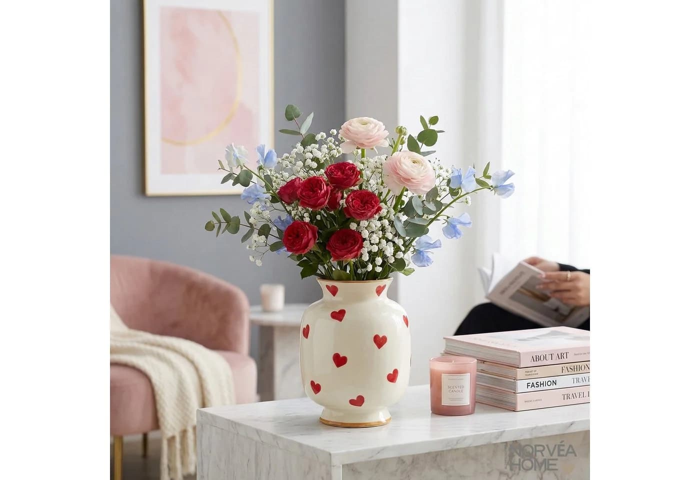 Norvéa Home Deko-Vase mit Herzmuster aus Keramik