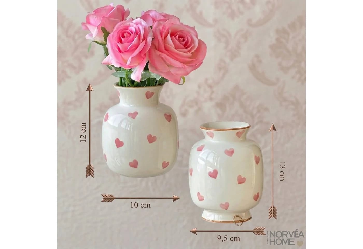 Norvéa Home Deko-Vase mit Herzmuster aus Keramik - Bild 3
