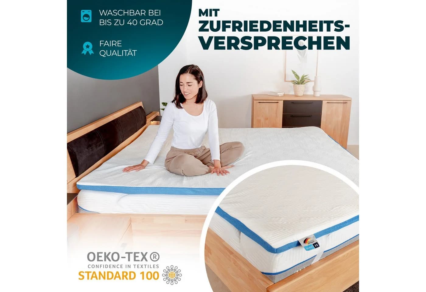 MARQA HOME Matratzentopper Blue Gel 4cm Memoryschaum mit Bezug - Bild 5