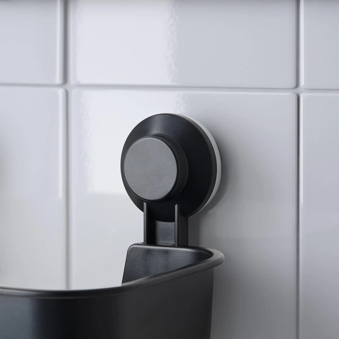 IKEA TISKEN Korb mit Saugnapf Schwarz