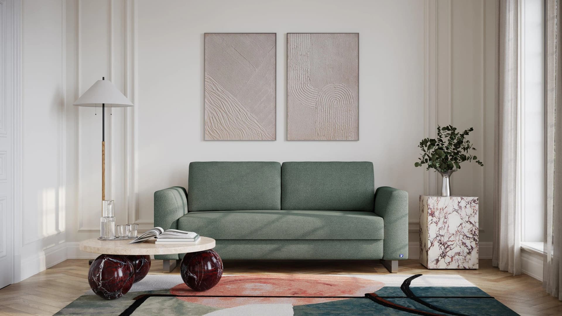 BRUNO Schlafsofa 160cm Forest Green Grün Massivholz Boxspring