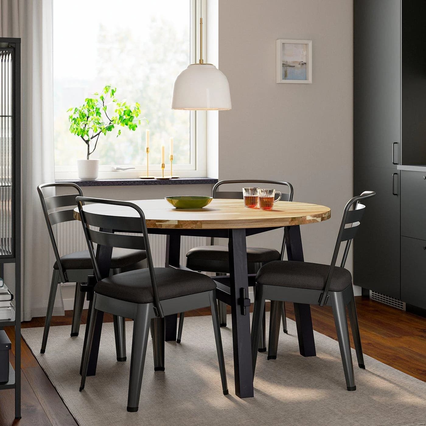 IKEA SKOGSTA / RAMSNÄS Esstisch mit 4 Stühlen Akazie Schwarz