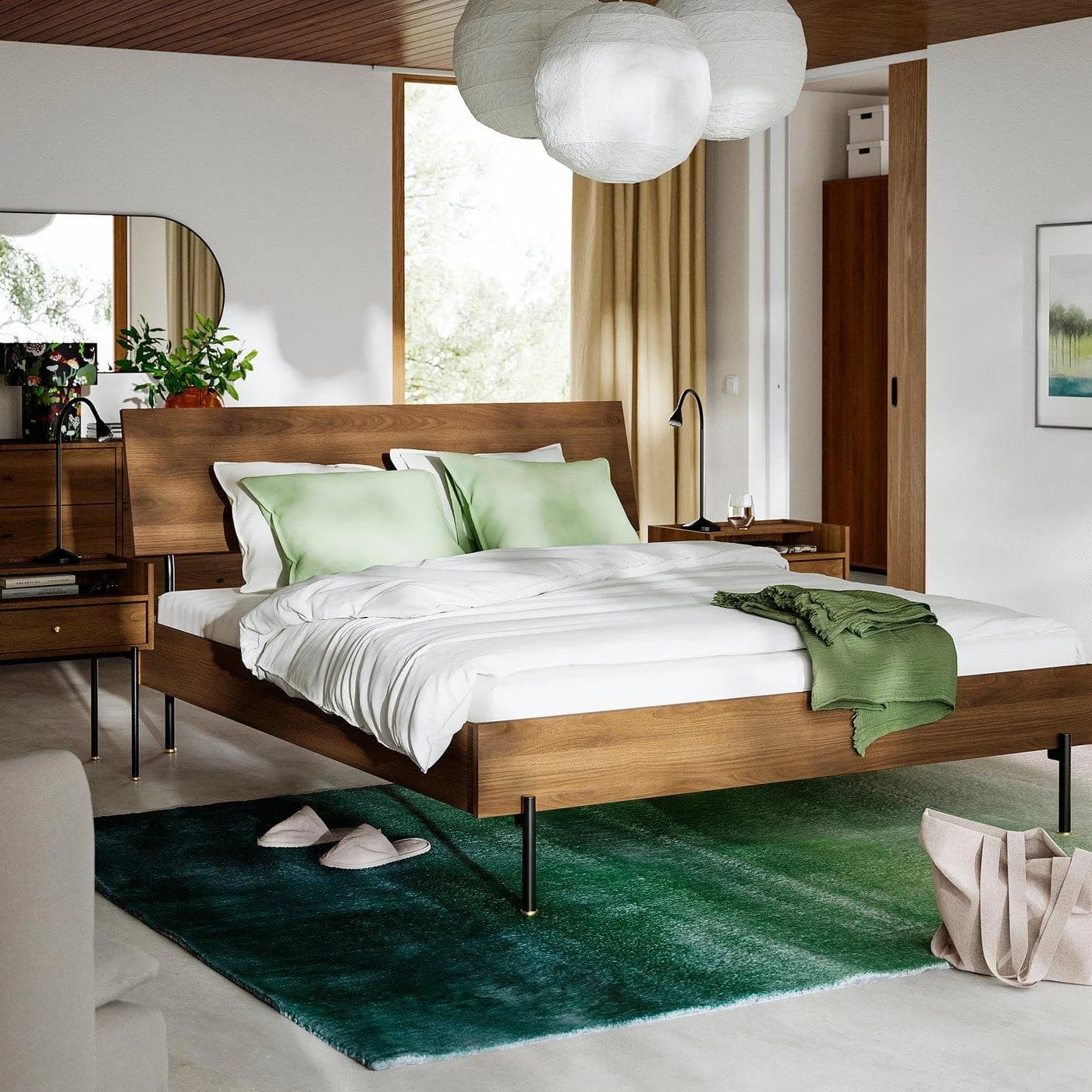 IKEA RÅDMANSÖ Bettgestell mit Lattenrost Braun Nussbaum-Nachbildung