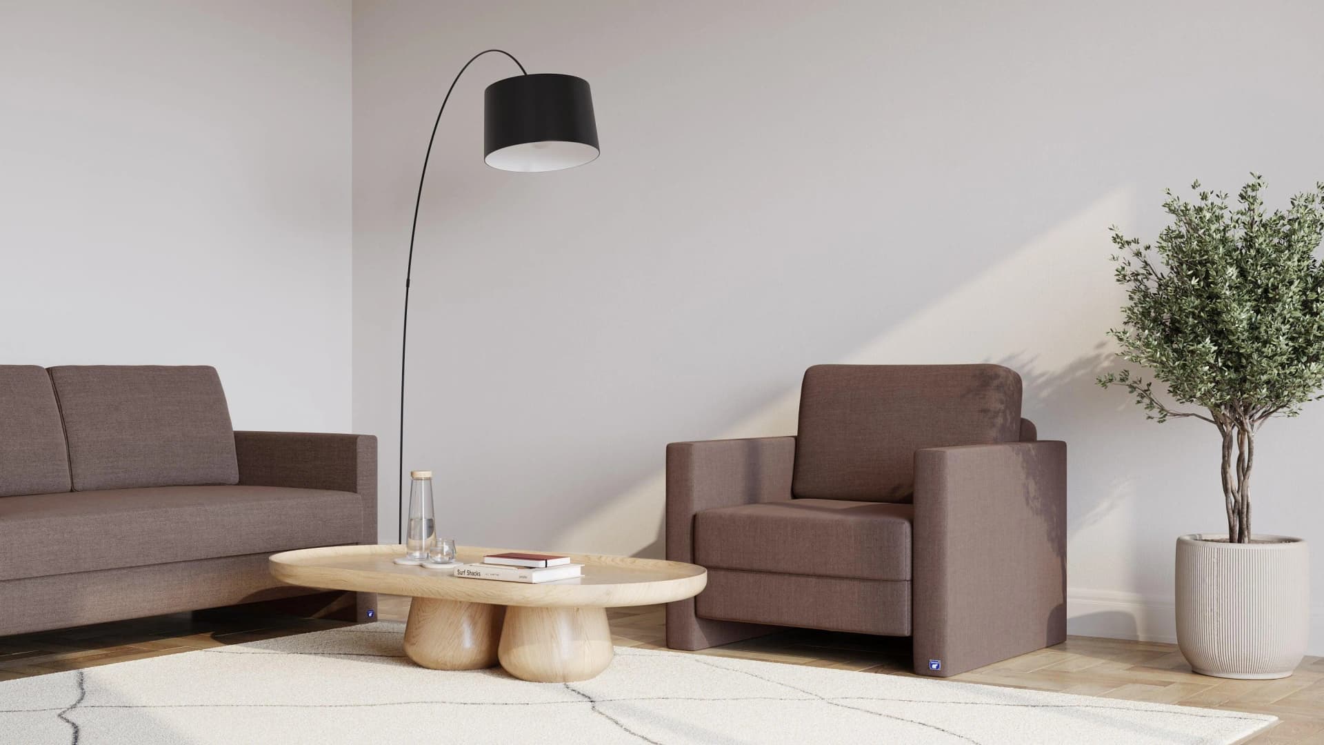 BRUNO Schlafsessel 70cm Braun Massivholz Boxspringkomfort