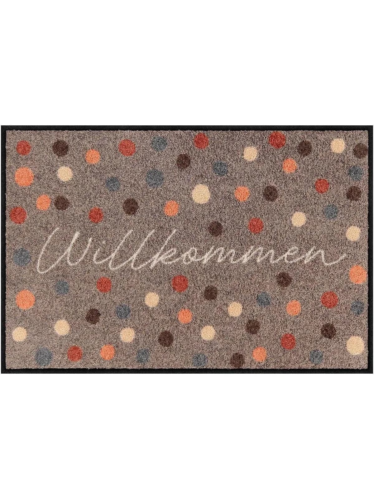 Salonloewe Fußmatte Taupe-Bunt mit WILLKOMMEN-Schriftzug