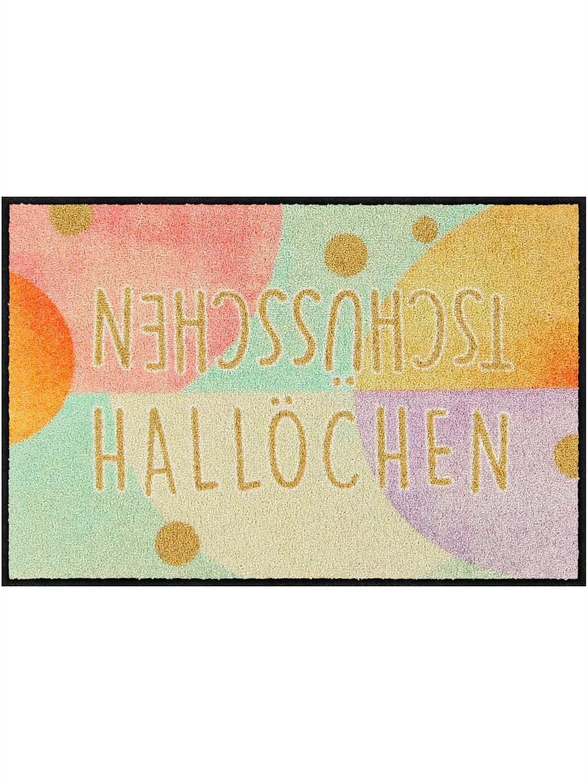 Salonloewe Fußmatte mint-bunt HALLÖCHEN Motiv Polyamid