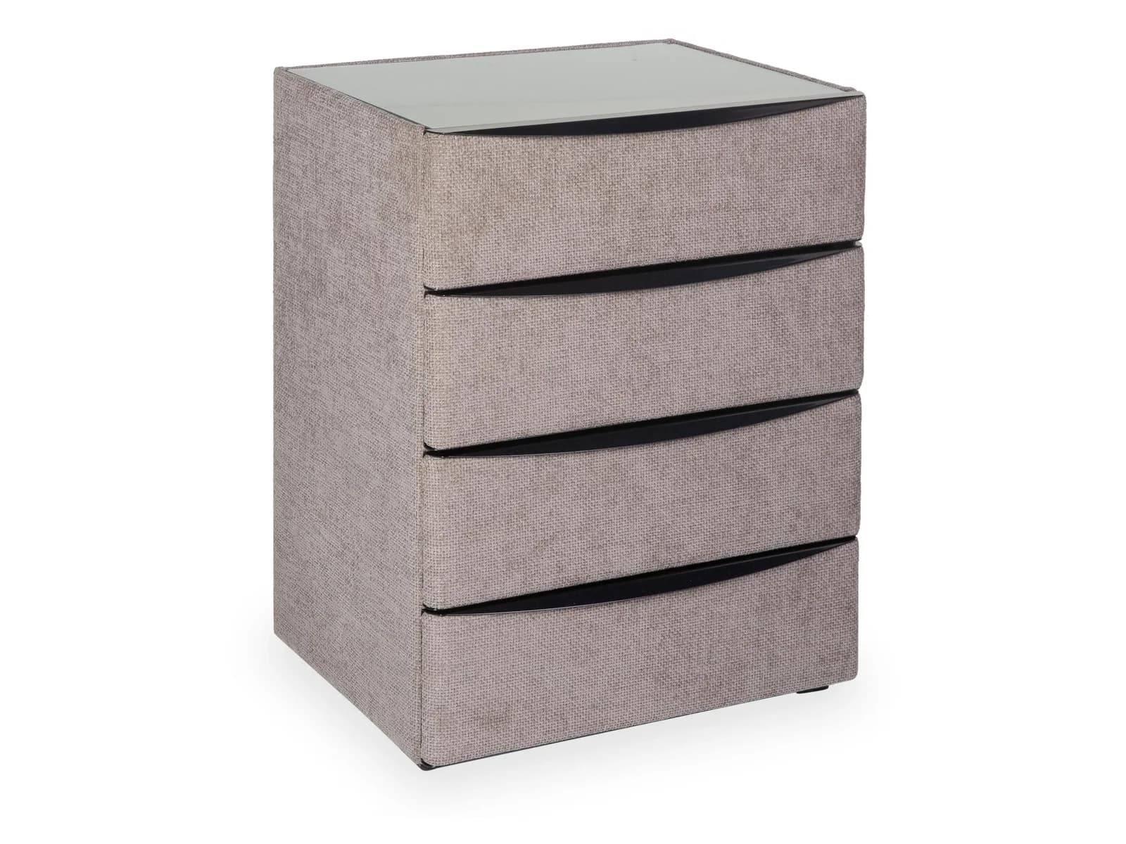 Nachtkommode Elastoform Beige mit Glasauflage & 4 Schubladen