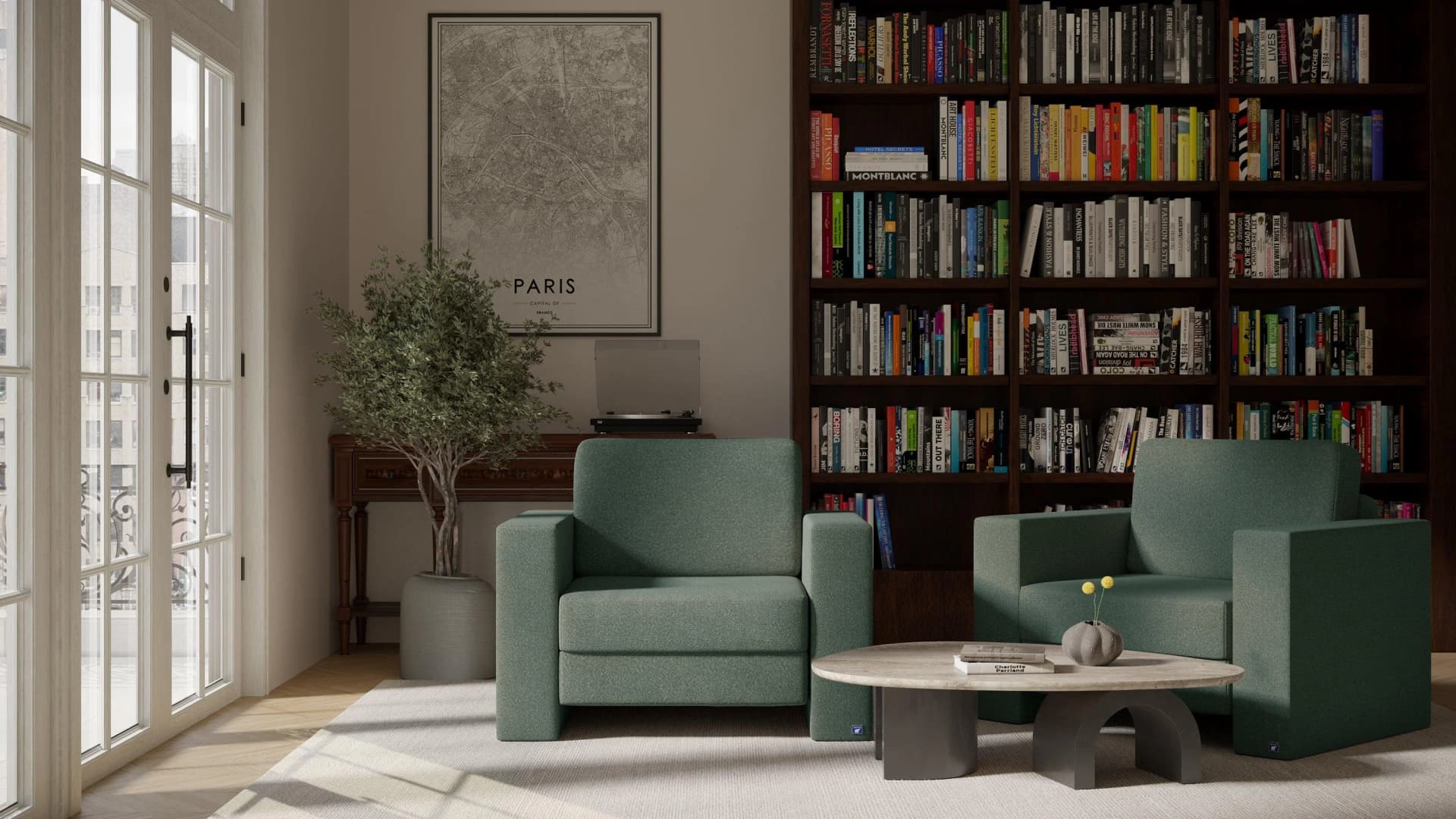 BRUNO Schlafsessel Forest Green mit Klappmechanismus & Boxspringkomfort