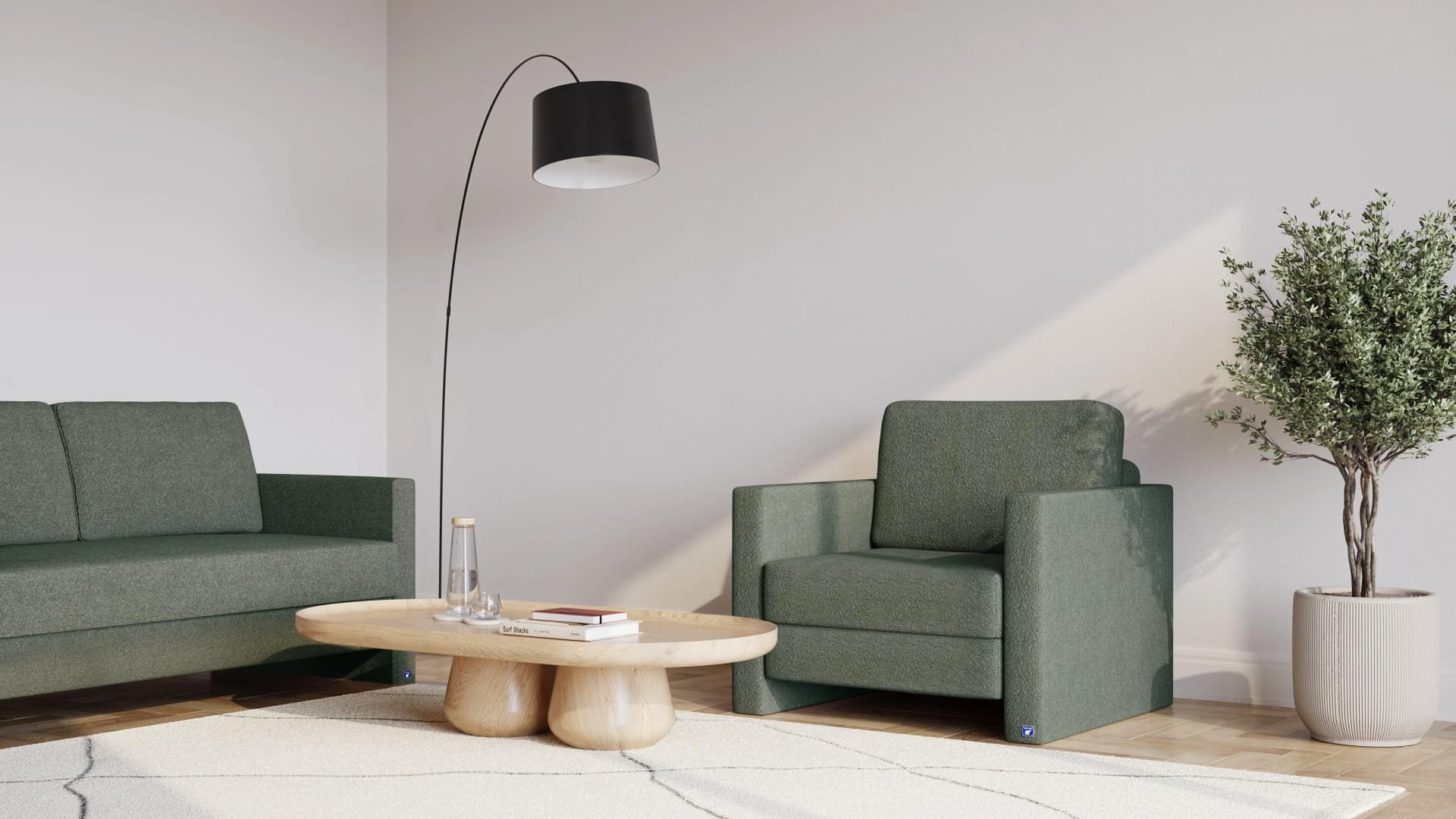 BRUNO Schlafsessel 70cm Forest Green Massivholz Boxspring
