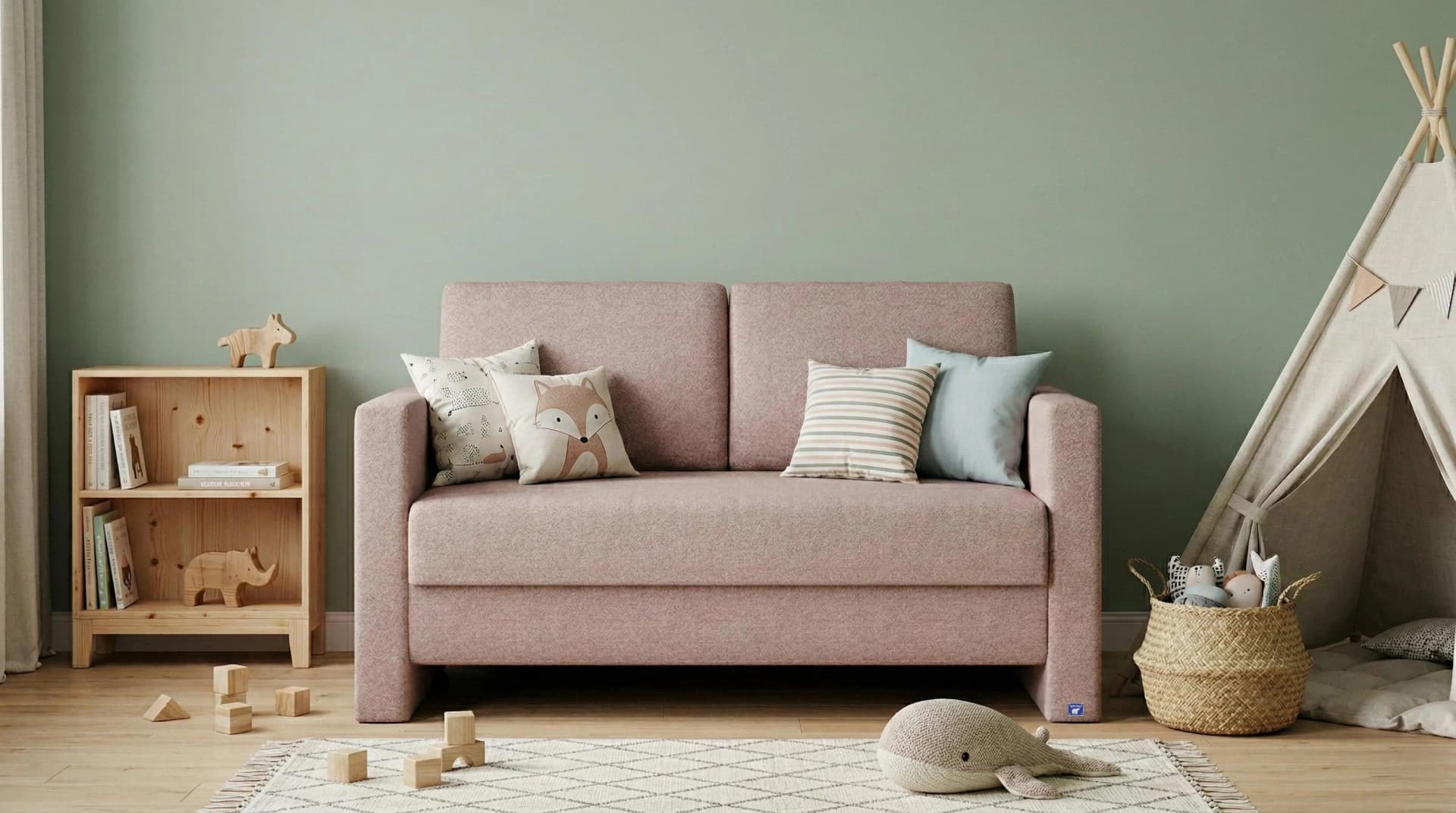 BRUNO Schlafsofa 120cm Rosa Massivholz Boxspring