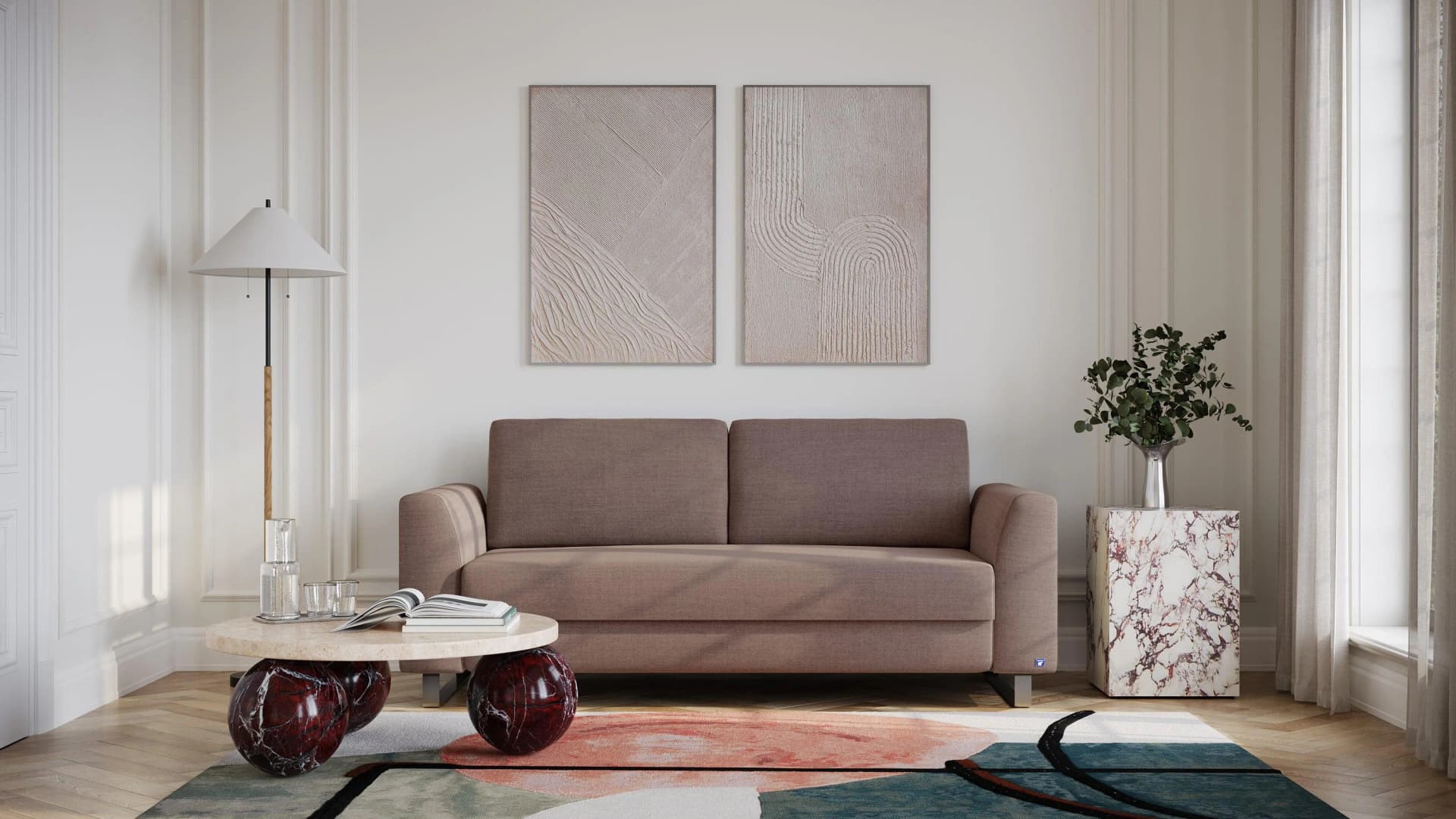 BRUNO Schlafsofa 160cm Braun Massivholz Boxspring