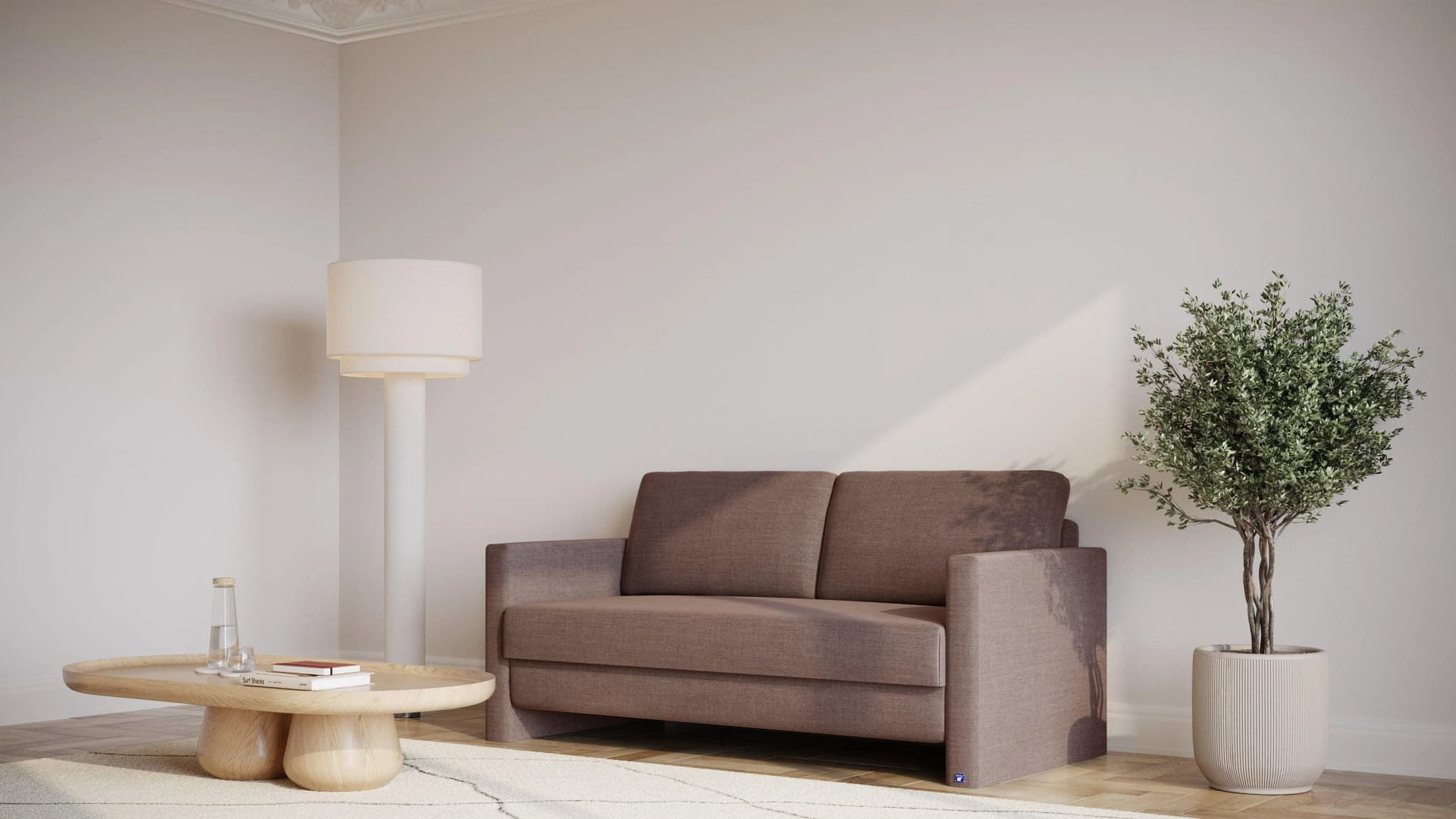 BRUNO Schlafsofa 160cm Braun Massivholz Boxspring