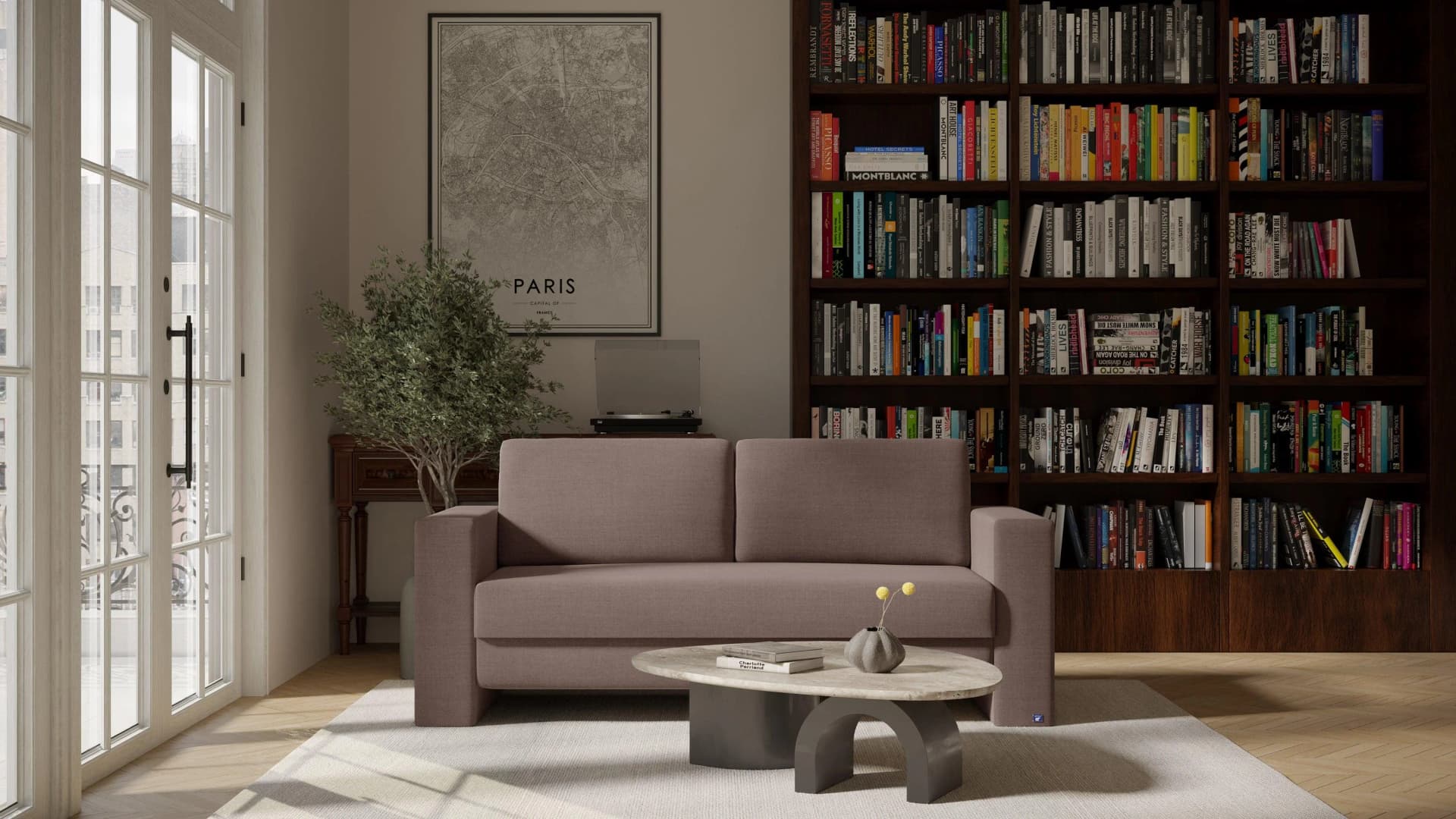 BRUNO Schlafsofa 160cm Braun Massivholz Boxspring