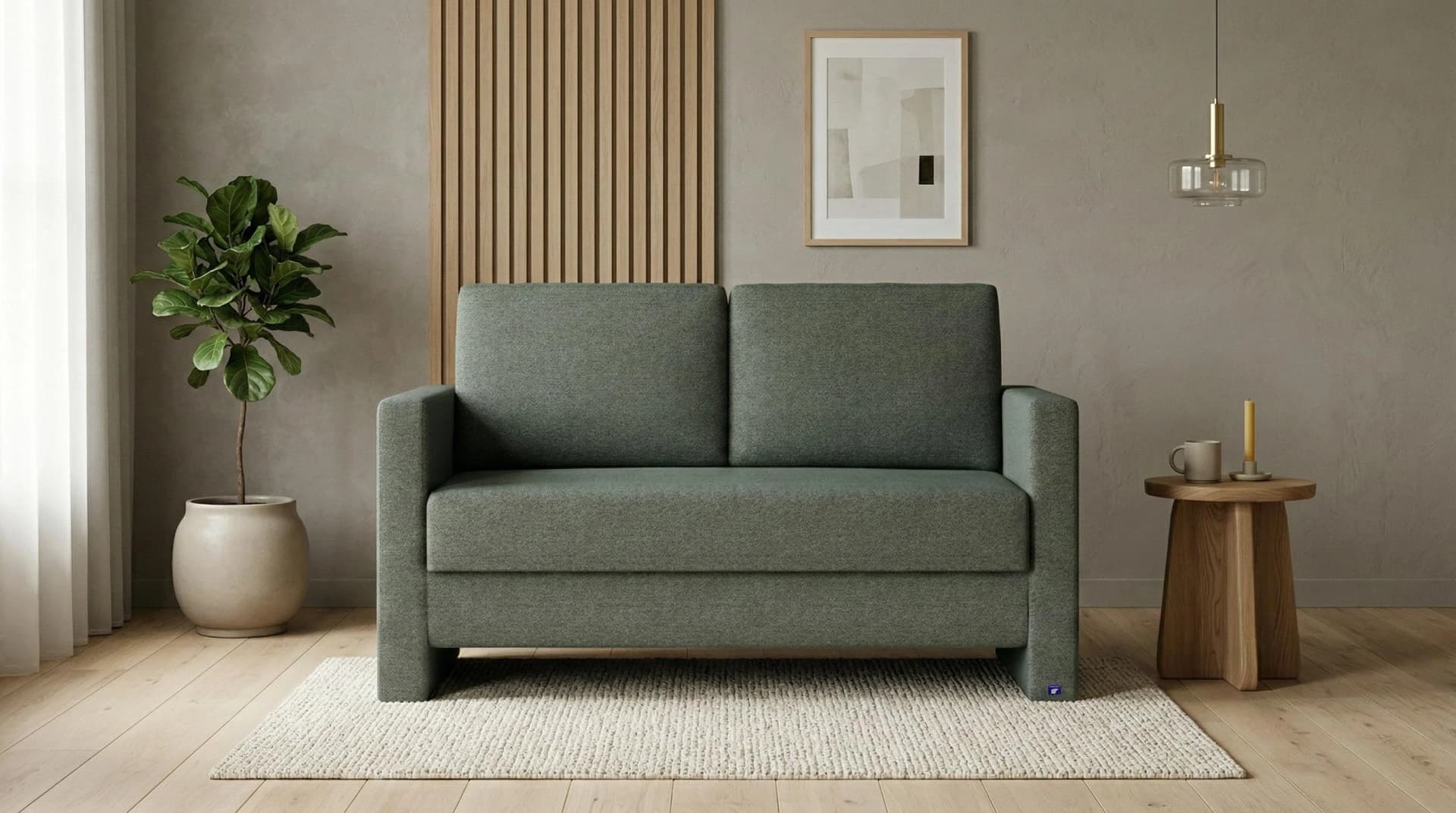BRUNO Schlafsofa 120cm Forest Green Grün Massivholz Boxspring