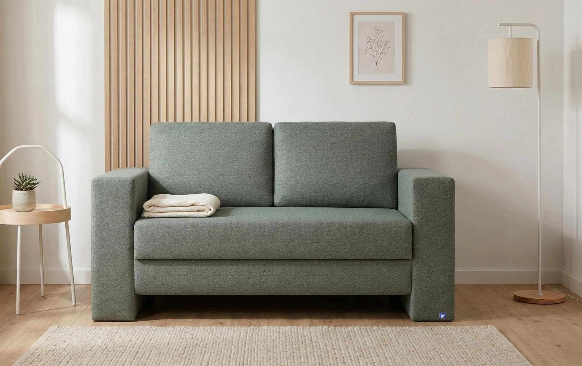 BRUNO Schlafsofa 120cm Forest Green Grün Massivholz Boxspring