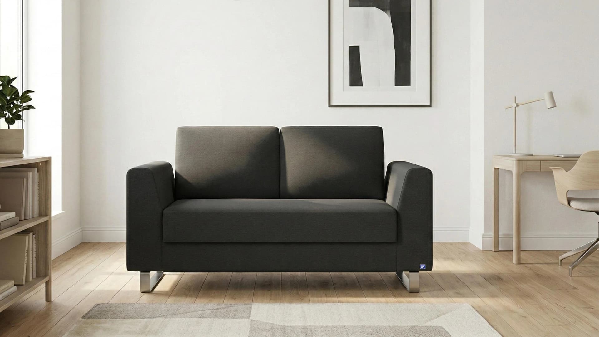 BRUNO Schlafsofa 120cm Anthrazit Massivholz Boxspring