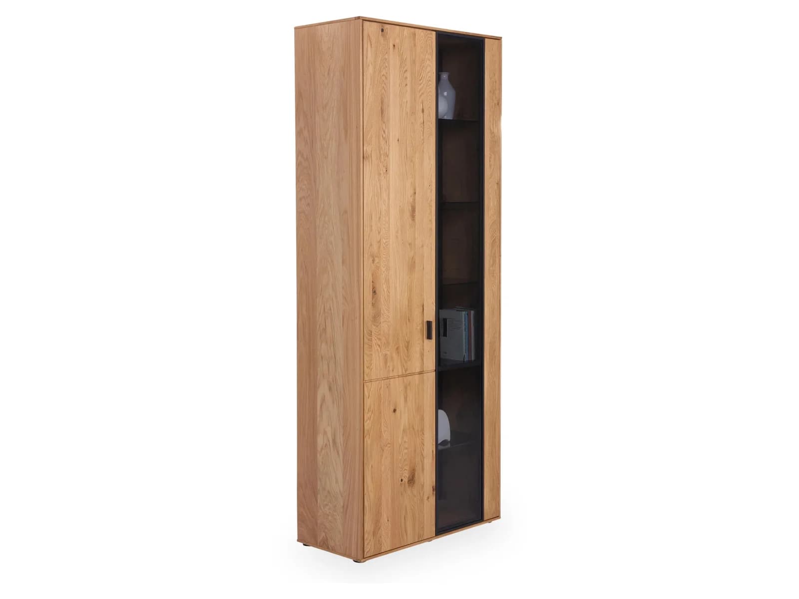 Vitrine HARPER INIESTA Asteiche Glas Metall Schwarz