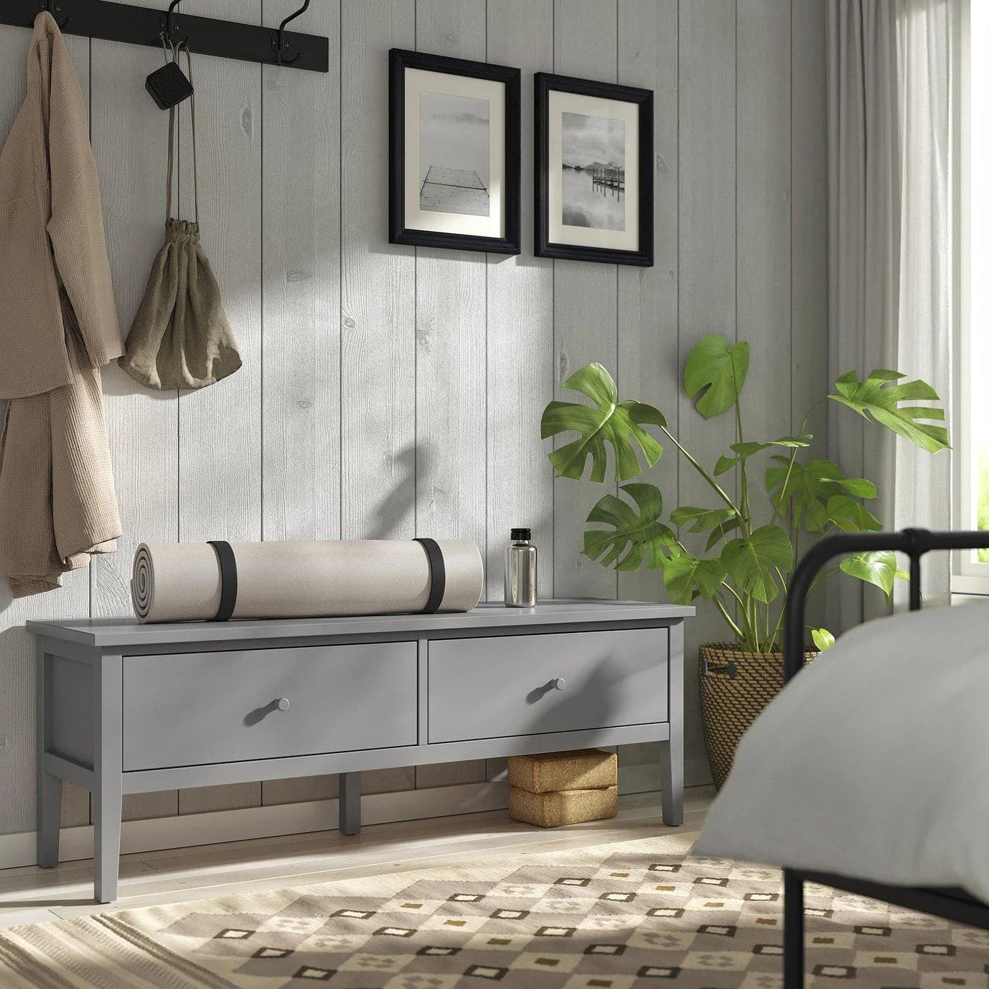 IKEA GULLABERG Banktruhe Grau mit 2 Schubladen
