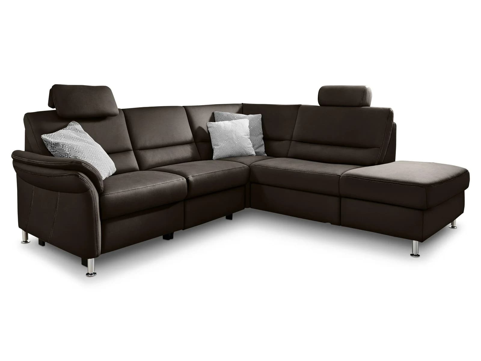 SYSTEMPOLSTER Polsterecke DAKOTA Leder Beige Kontrastnaht