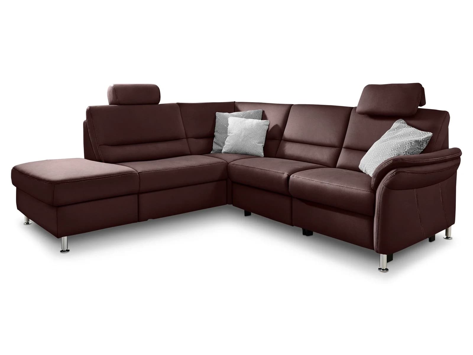 SYSTEMPOLSTER DAKOTA Polsterecke Leder Beige 3-Sitzer mit Hocker