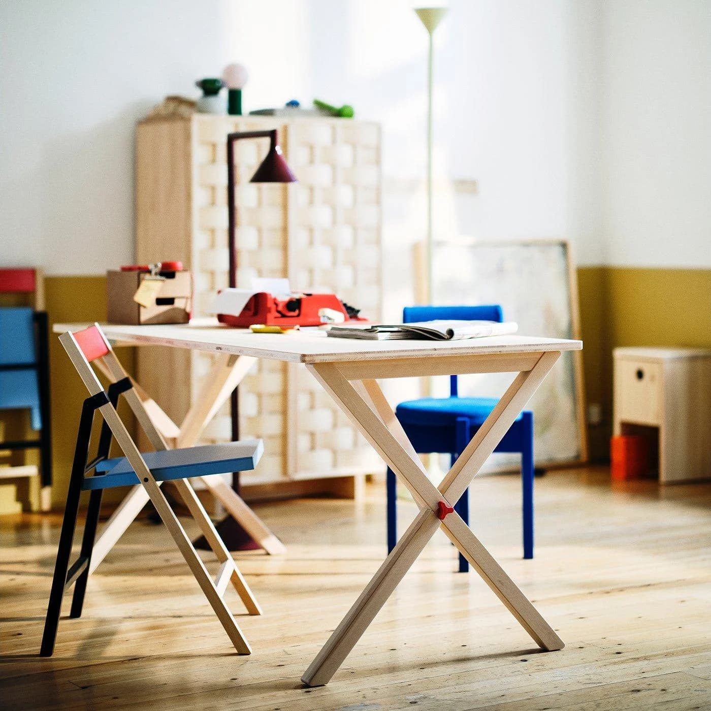 IKEA PS 2026 Klappstuhl Birke Blau Rot Schwarz