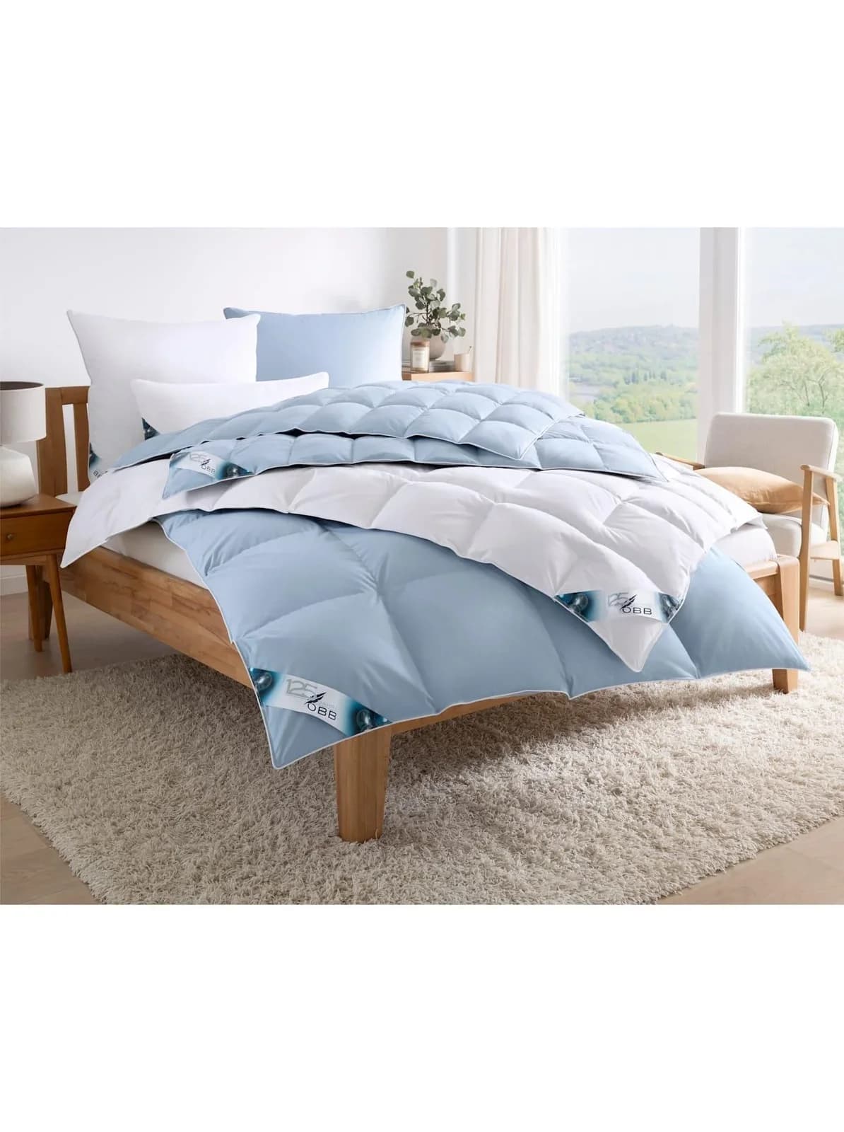 OBB Federbettdecke 155x200 cm 100% Baumwolle Weiß