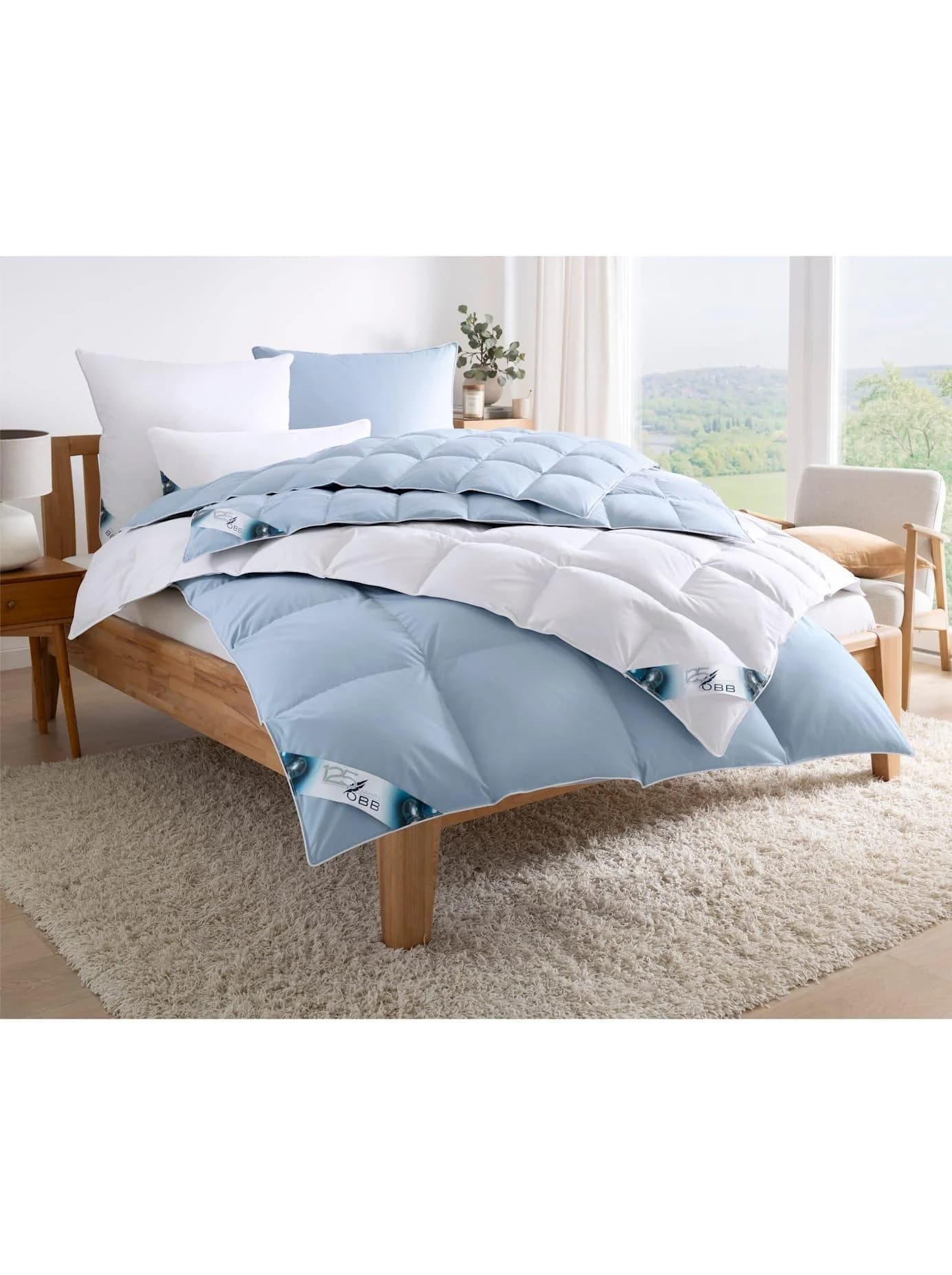 OBB Federbettdecke 135x200 cm Weiß Baumwolle Entendaune
