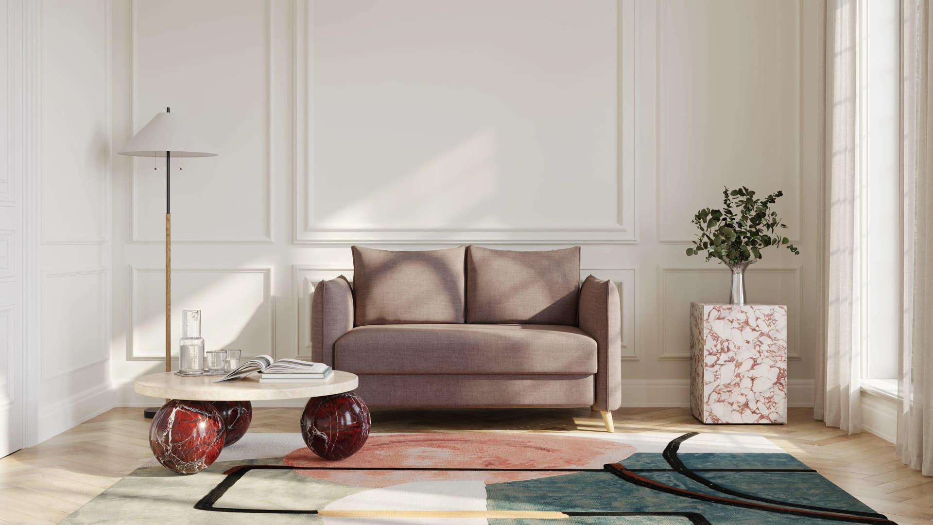 BRUNO Schlafsofa 120cm Braun Massivholz Boxspring
