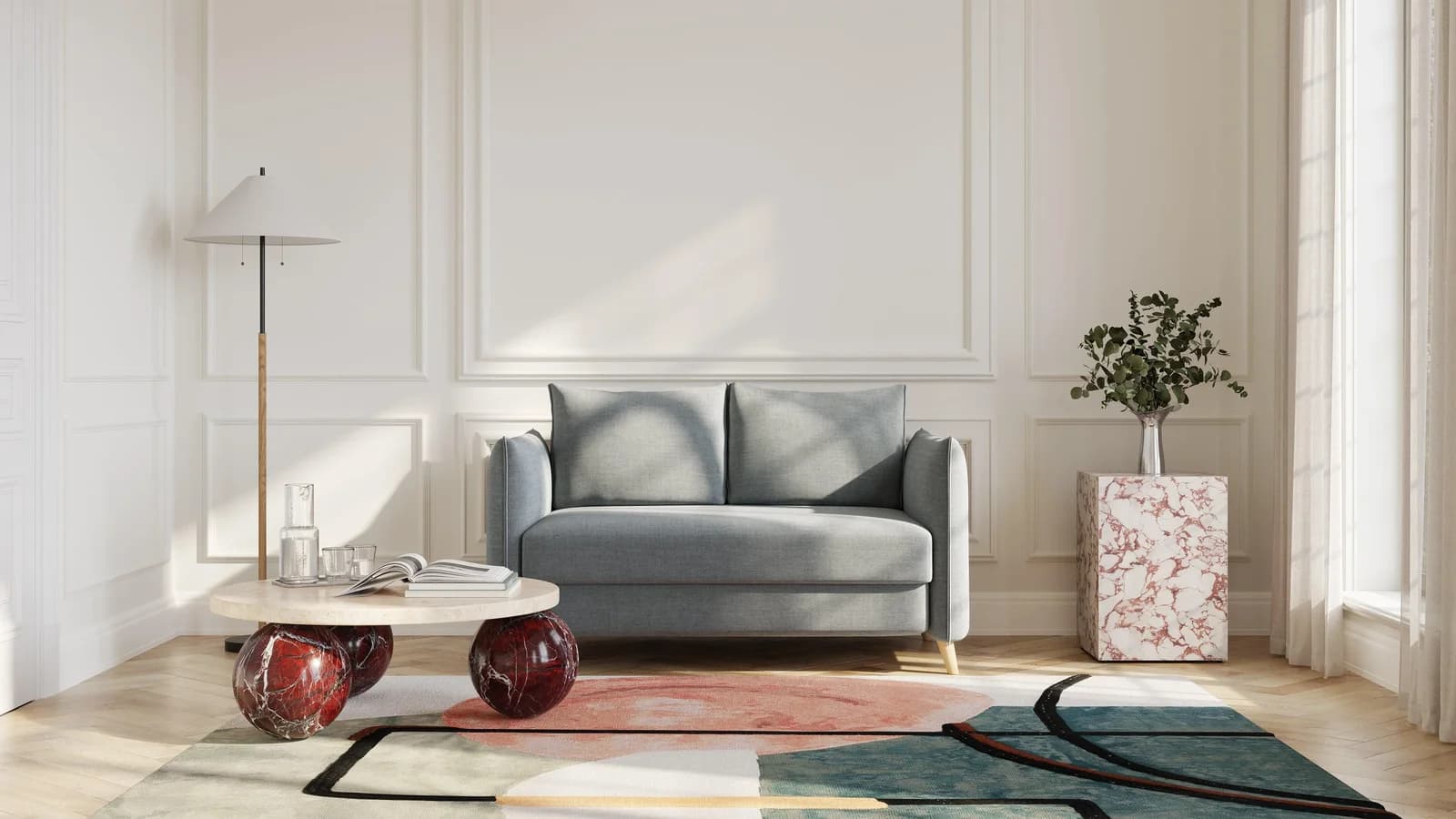 BRUNO Schlafsofa 120cm Dunkelgrau Massivholz Boxspringkomfort