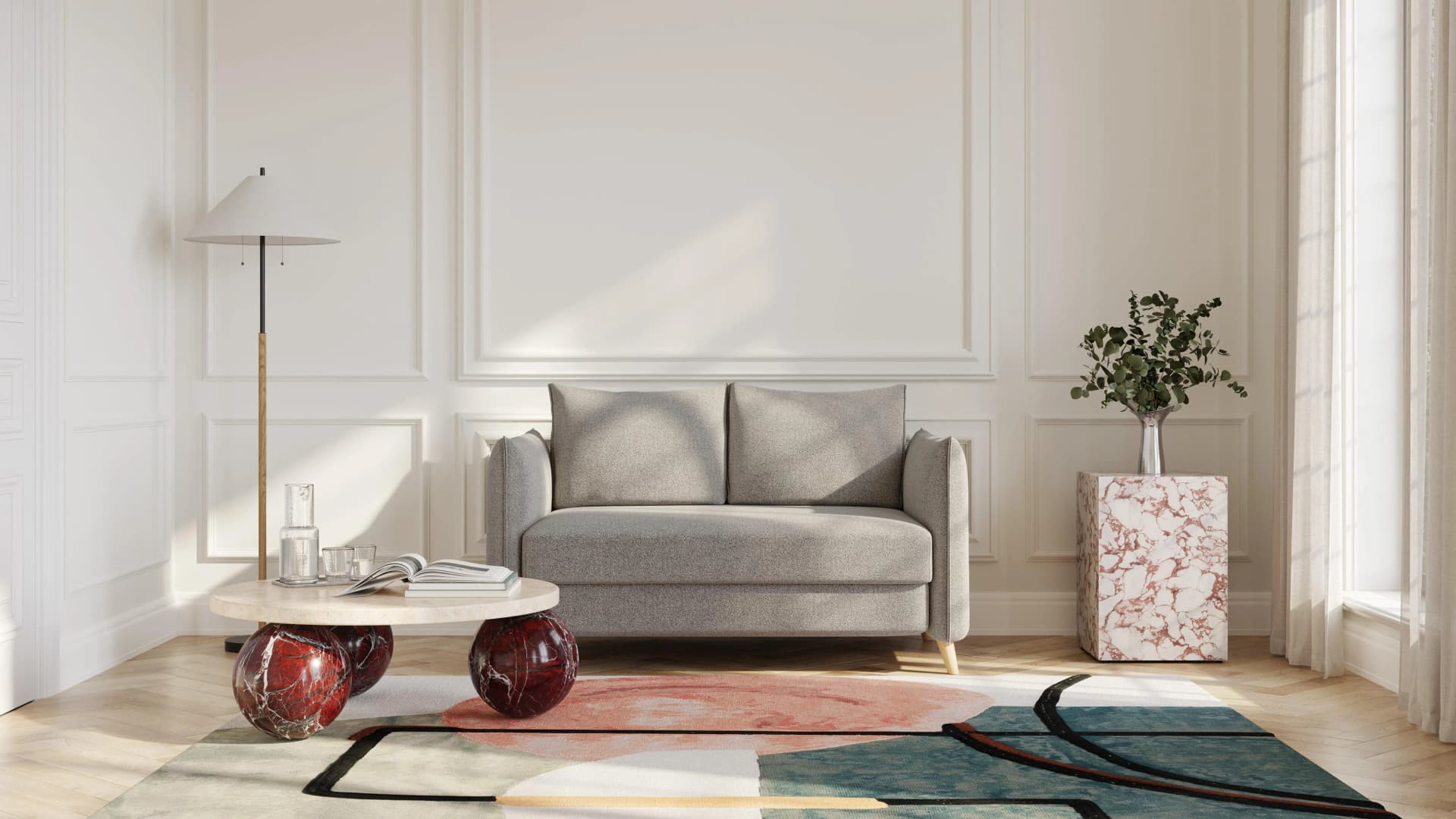BRUNO Schlafsofa Taupe Grau-Beige Boxspring & Massivholz