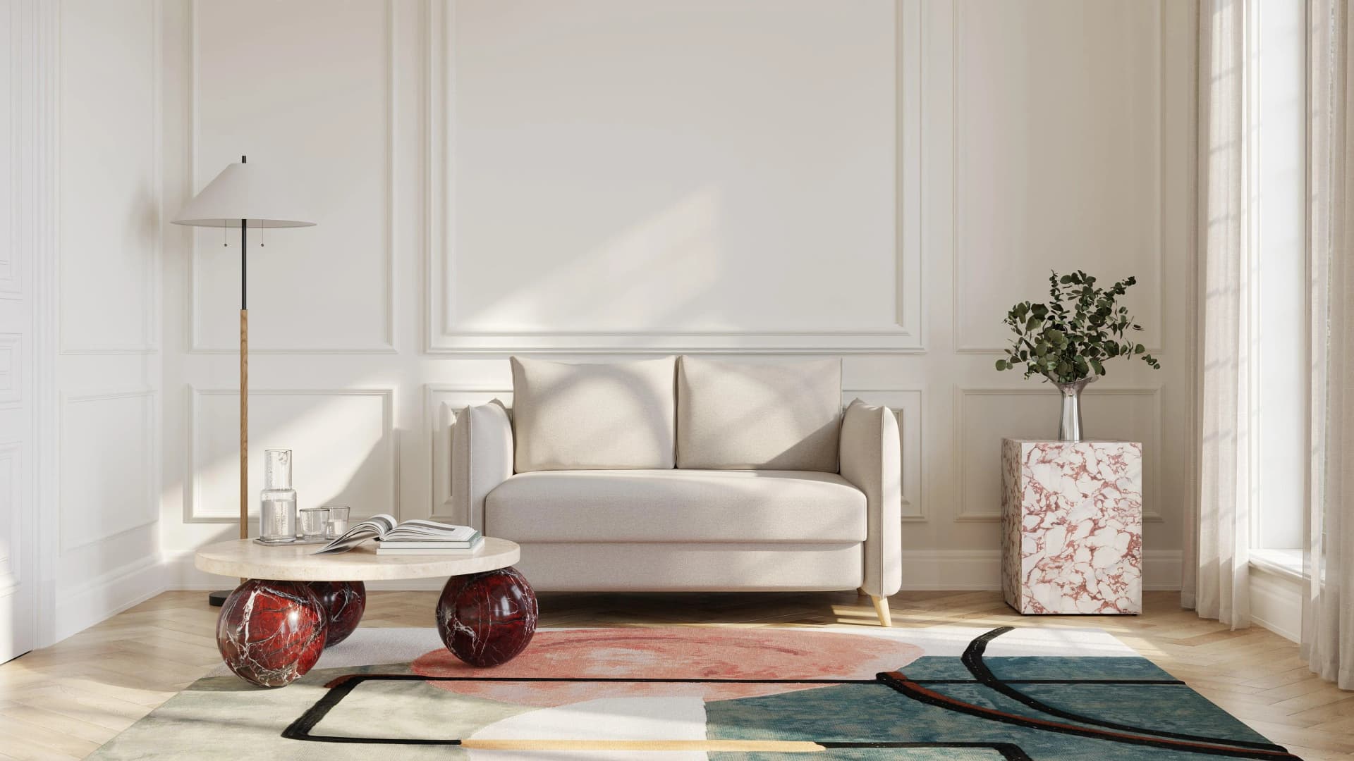 BRUNO Schlafsofa 120cm Beige Boxspring & Massivholz