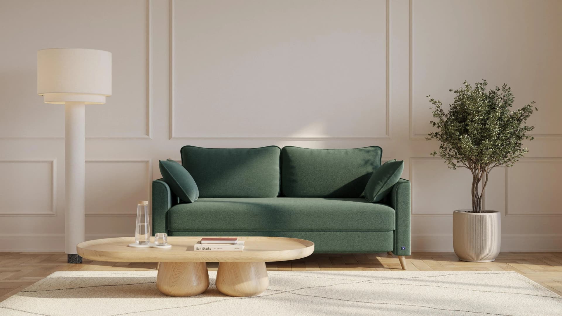 BRUNO Schlafsofa 160cm Grün Massivholz Boxspring