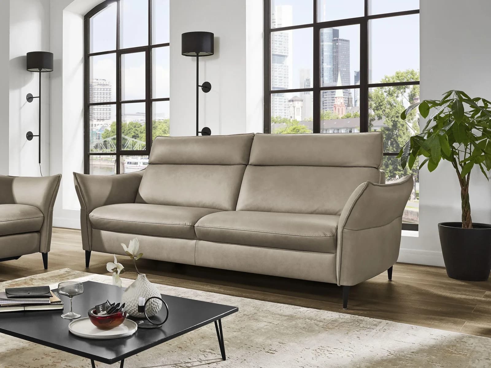 Rolf Weber Sofa 2,5 Sitzer HOJA Leder Grau