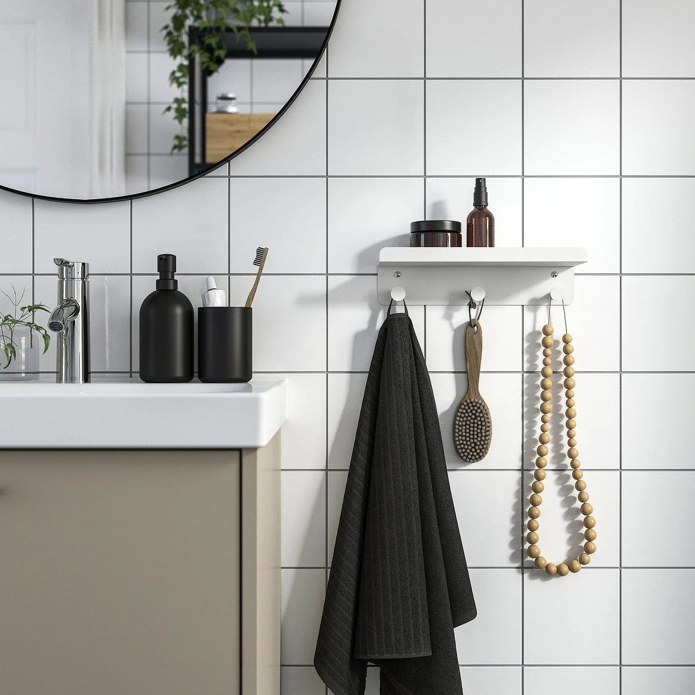 IKEA ENUDDEN Wandregal mit 3 Haken Weiß