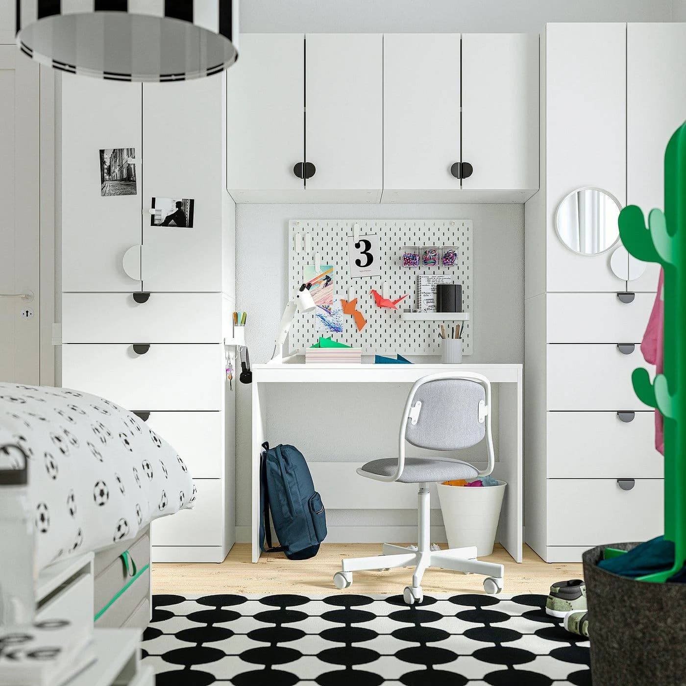 IKEA LASTARE Aufbewahrungskombi Weiß mit Schreibtischplatz
