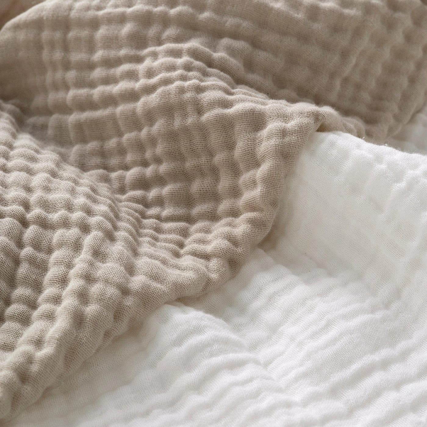 IKEA LEN Spannbettlaken für Babybett Musselin Beige/Weiß