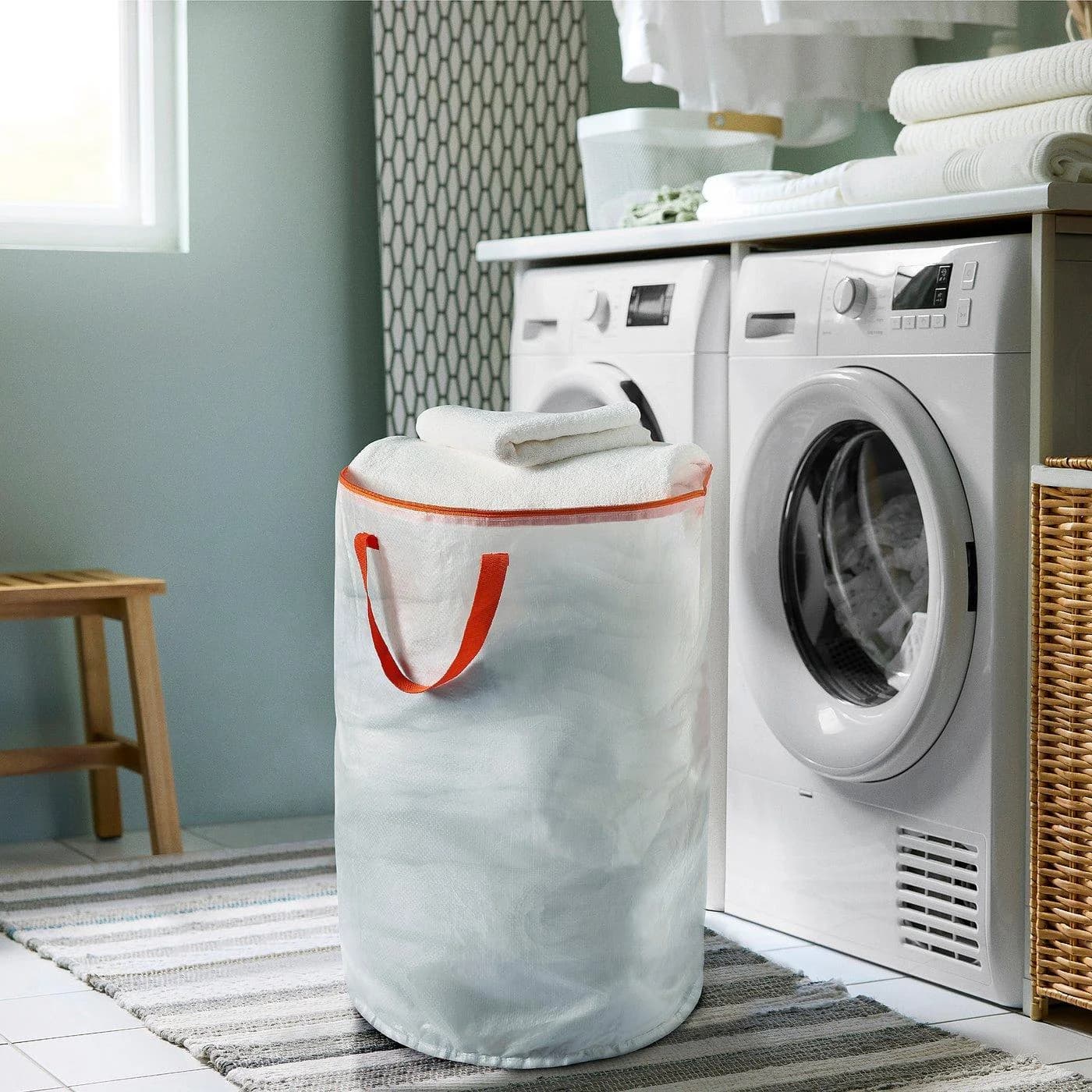 IKEA PÄRKLA Wäschesack Weiß Halbtransparent mit Griff