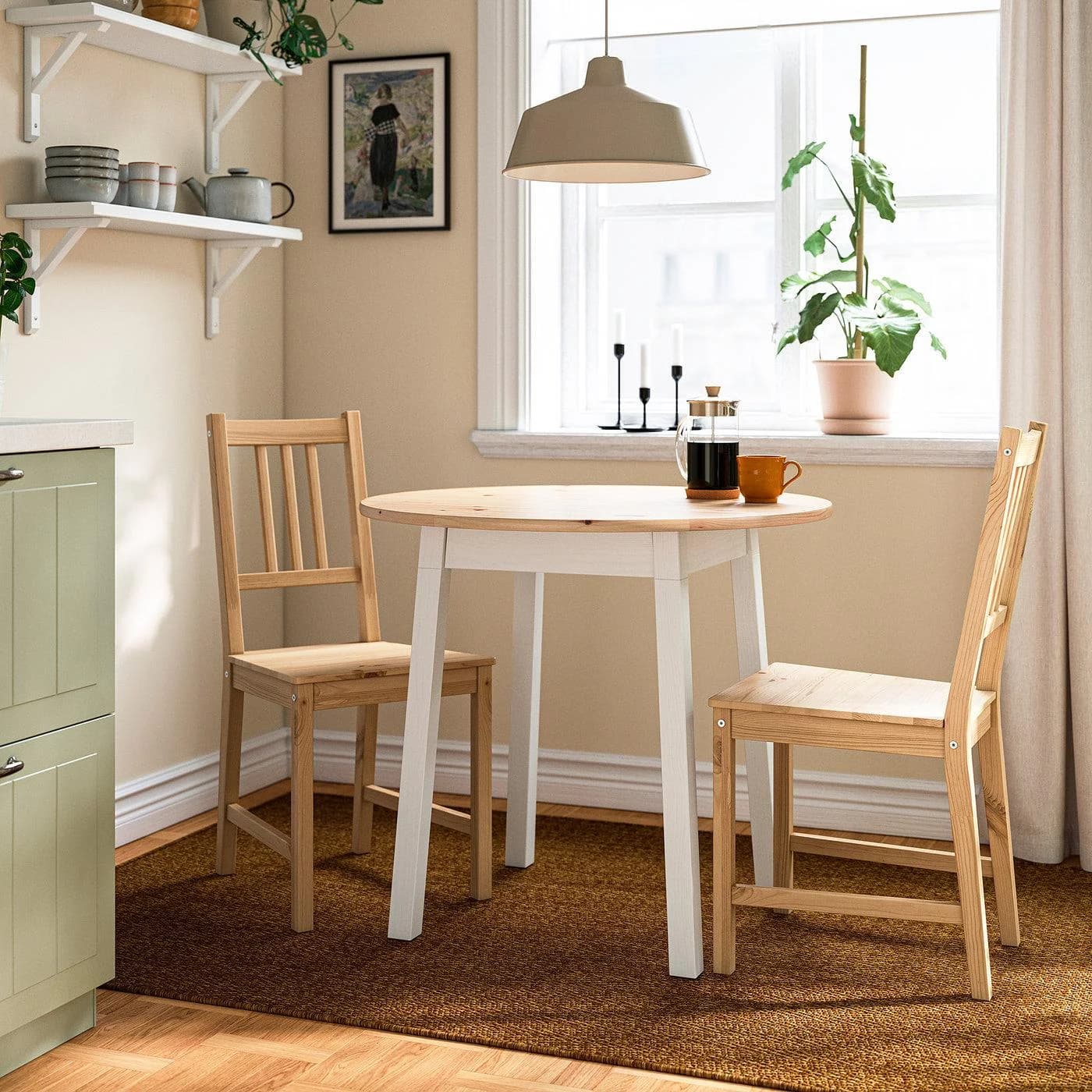 IKEA PINNTORP Tisch Rund Hellbraun Lasiert Weiß