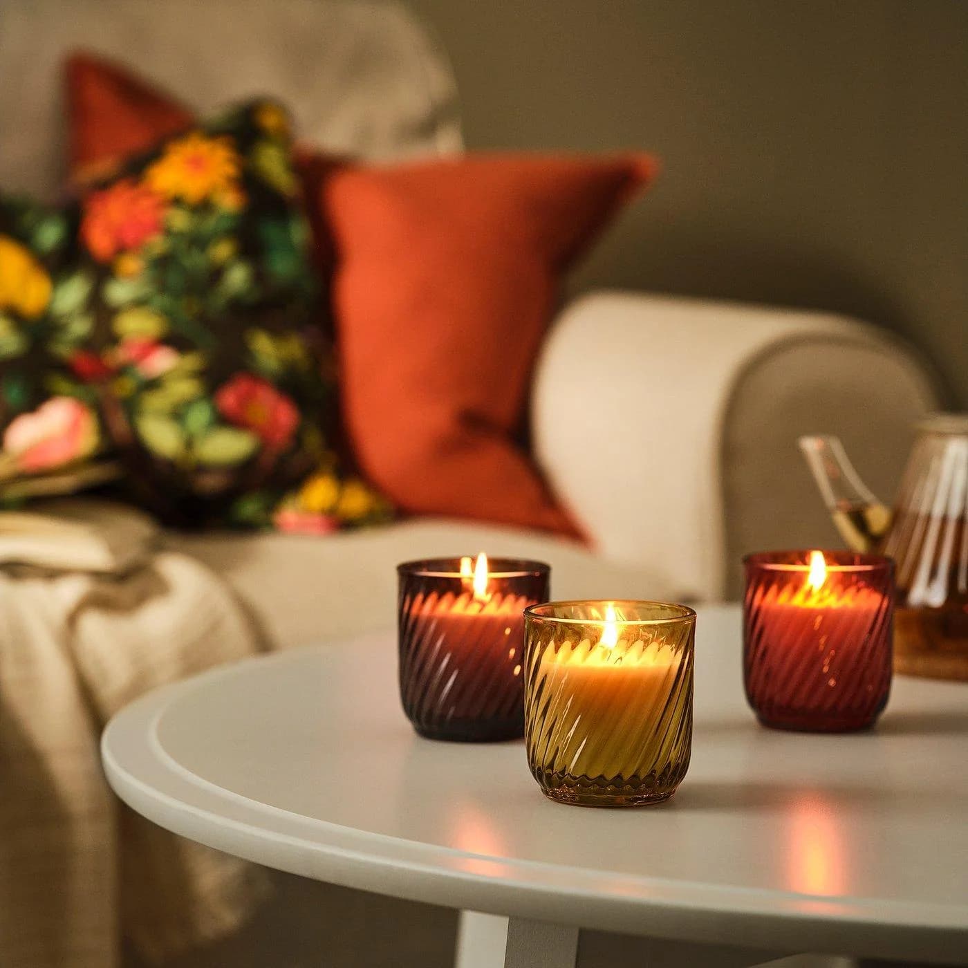 IKEA TÖRNFÅGEL Duftkerze im Glas Beige Vanille