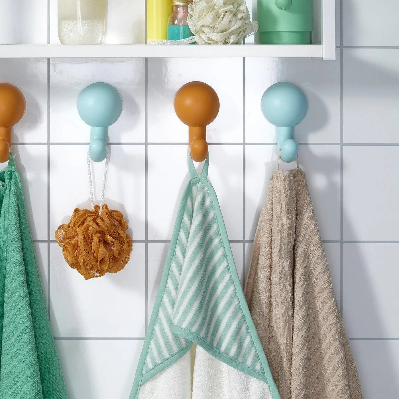 IKEA LEN Babybadetuch mit Kapuze Blau/Weiß Gestreift