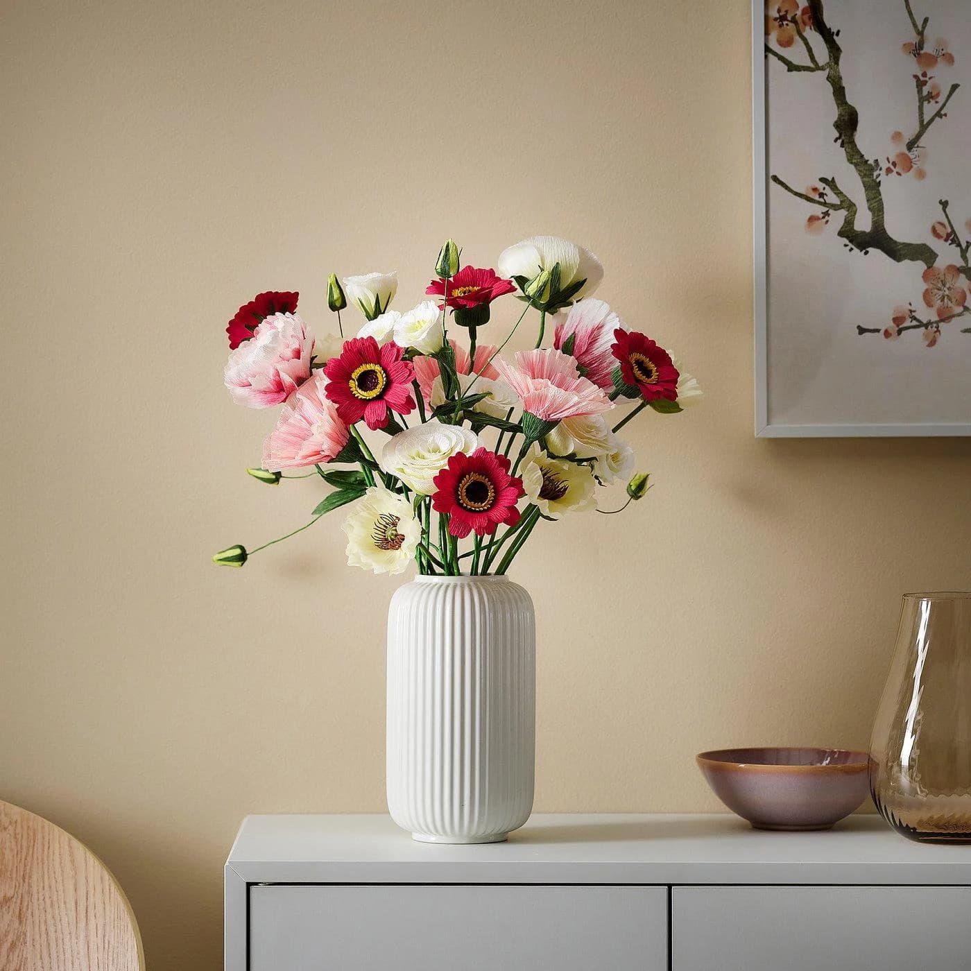 IKEA GULDSPETT Kunstblume Papier Dahlie Dunkelrosa