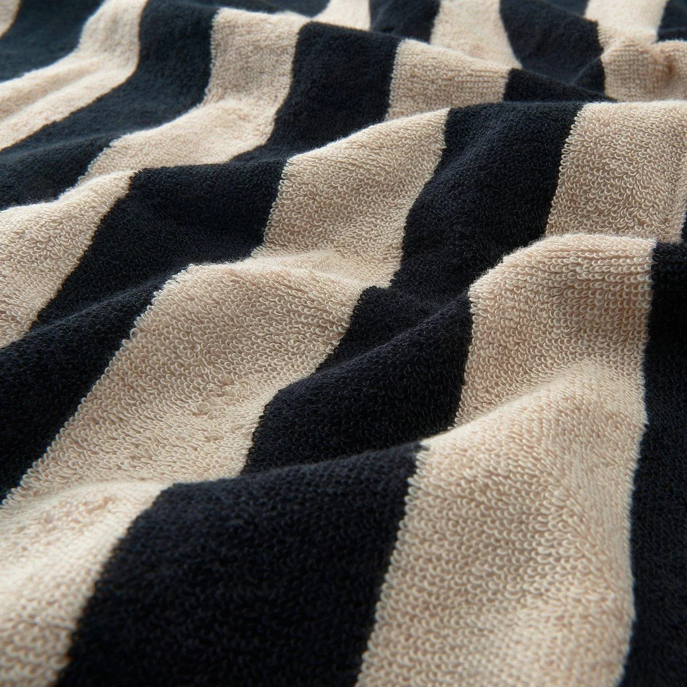 IKEA SLÅNHÖSTMAL Badetuch Schwarz-Hellbeige Gestreift