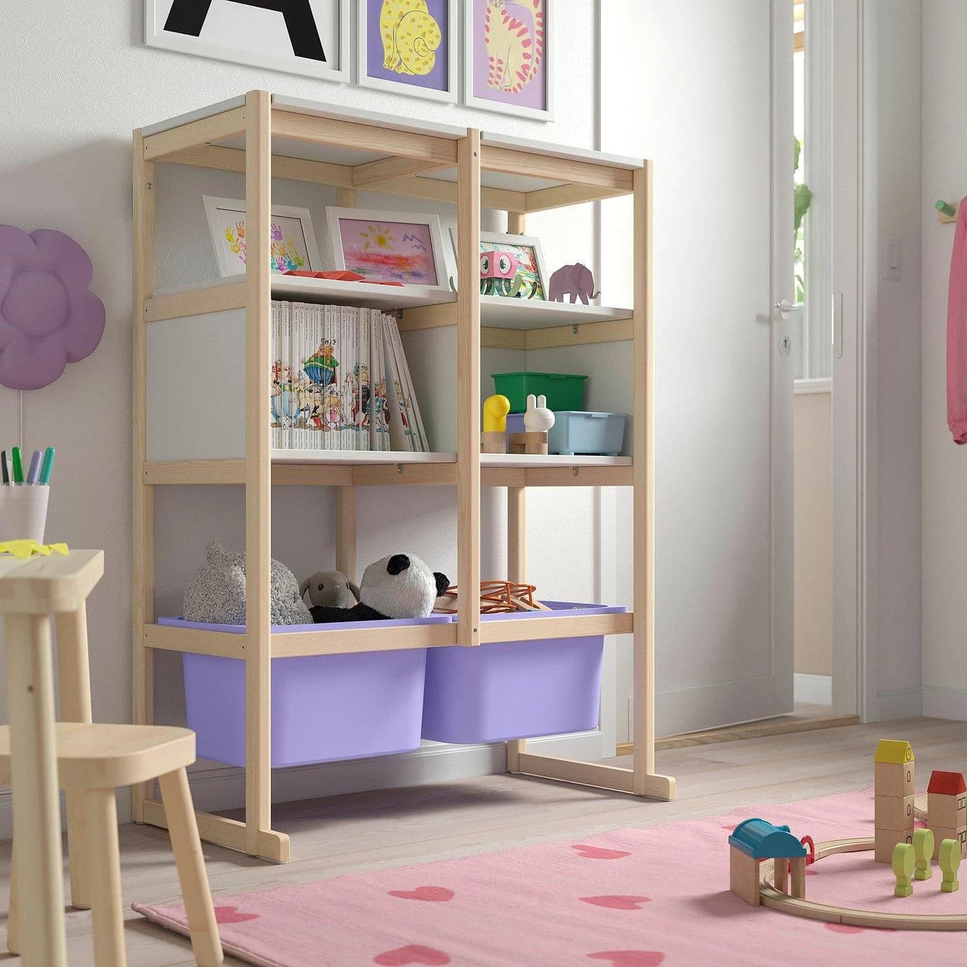 IKEA FLISAT Aufbewahrungskombination offen Kiefer Weiß/Violett